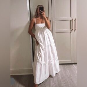 ZARA BLOGGER FAVORITE TIERED POPLIN MIDI DRESS
